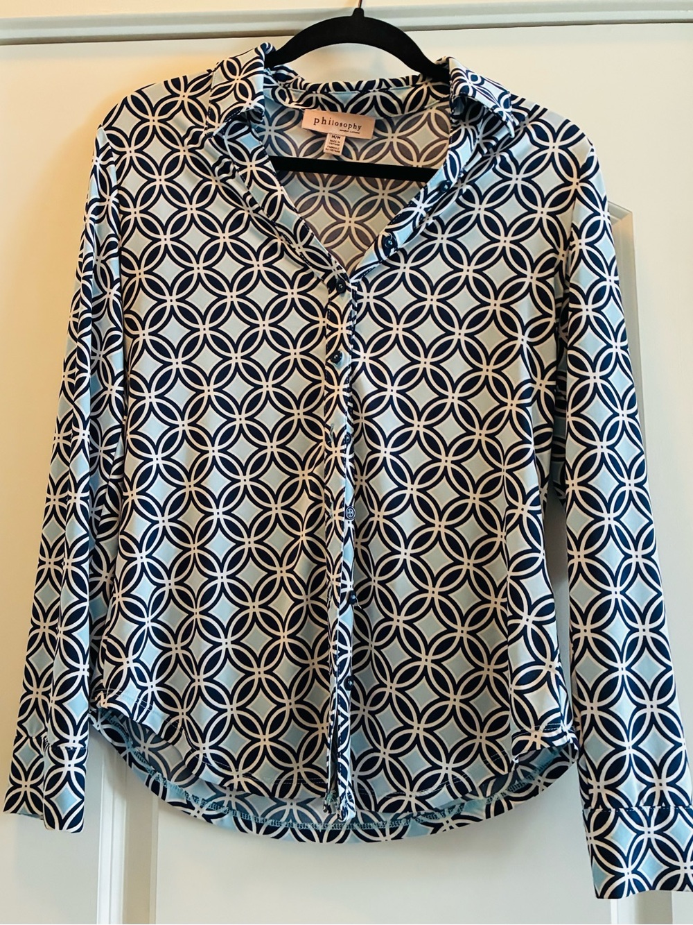 Philosophy Navy and White Interlocking Circle Print Button-Down